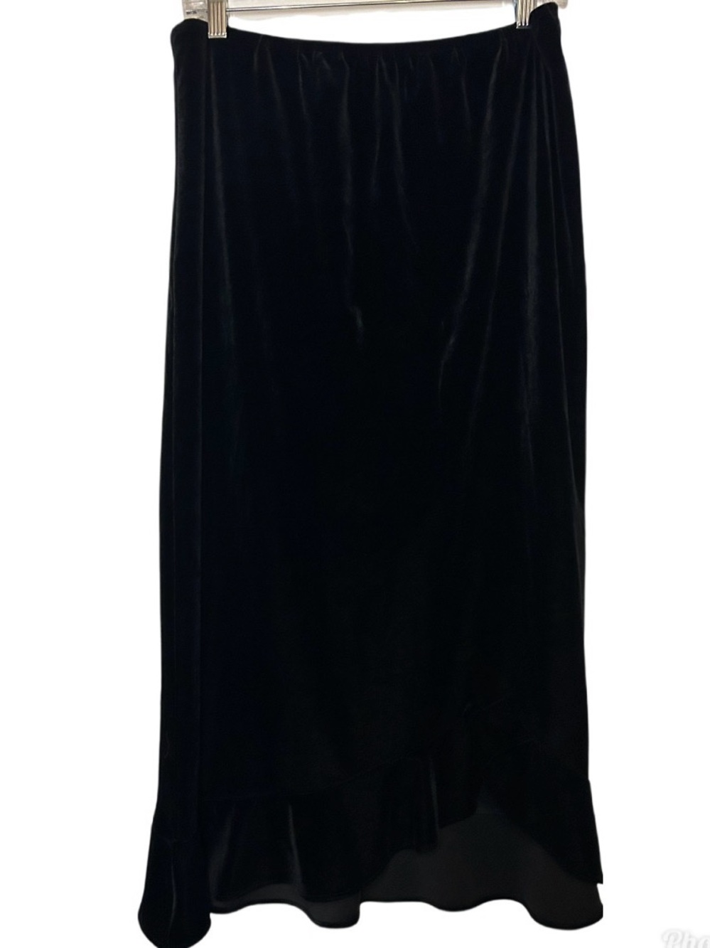 MSK Vintage Black Velvet Scalloped Hem Maxi Skirt  LP